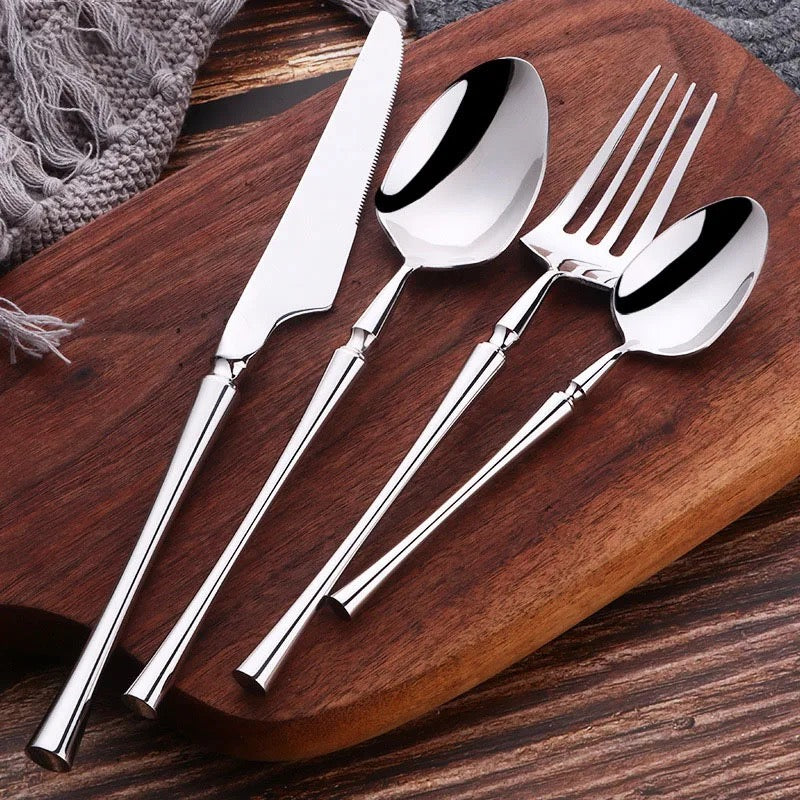 24-piece Luxury Cutlery Set | Fine-Dine Stainless Steel | Gold | Silver - Image 10