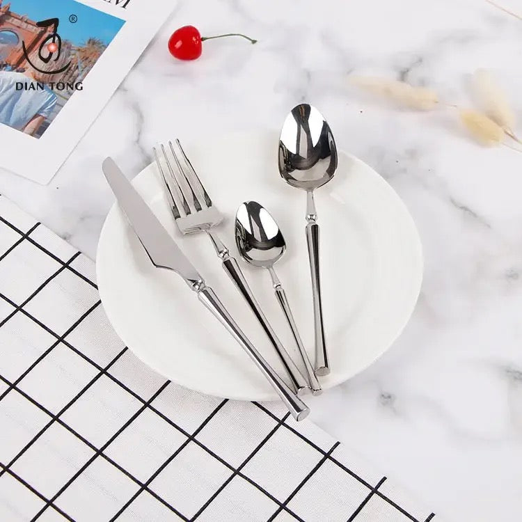 24-piece Luxury Cutlery Set | Fine-Dine Stainless Steel | Gold | Silver - Image 11