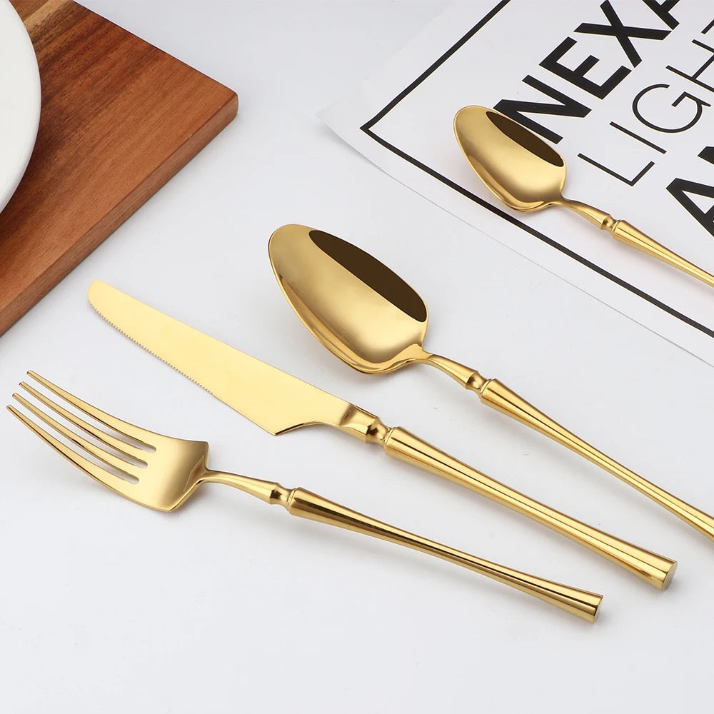 24-piece Luxury Cutlery Set | Fine-Dine Stainless Steel | Gold | Silver - Image 4