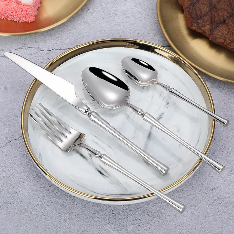 24-piece Luxury Cutlery Set | Fine-Dine Stainless Steel | Gold | Silver - Image 12