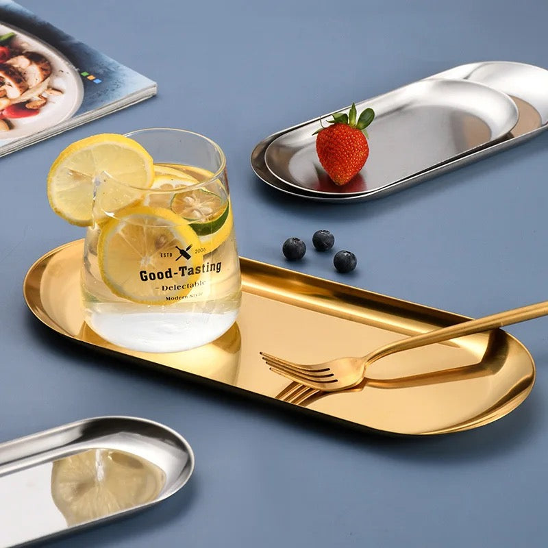 Japanese Sushi Plates 3 sizes- Stainless Steel Long Oval Platters - Image 8