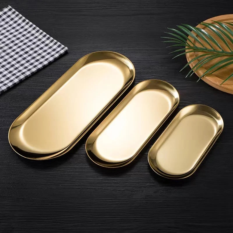 Japanese Sushi Plates 3 sizes- Stainless Steel Long Oval Platters - Image 7