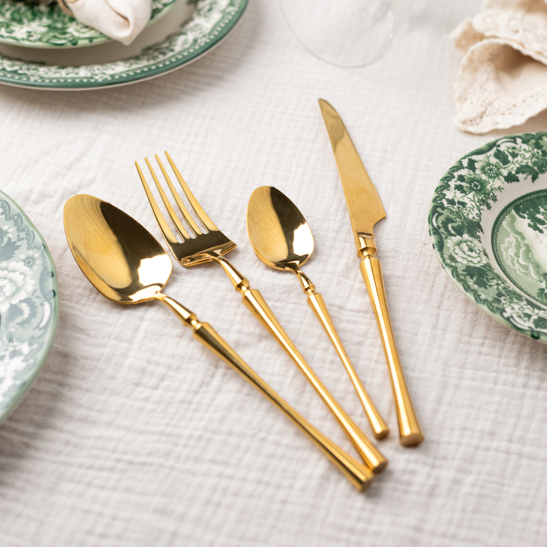 24-piece Luxury Cutlery Set | Fine-Dine Stainless Steel | Gold | Silver - Image 7