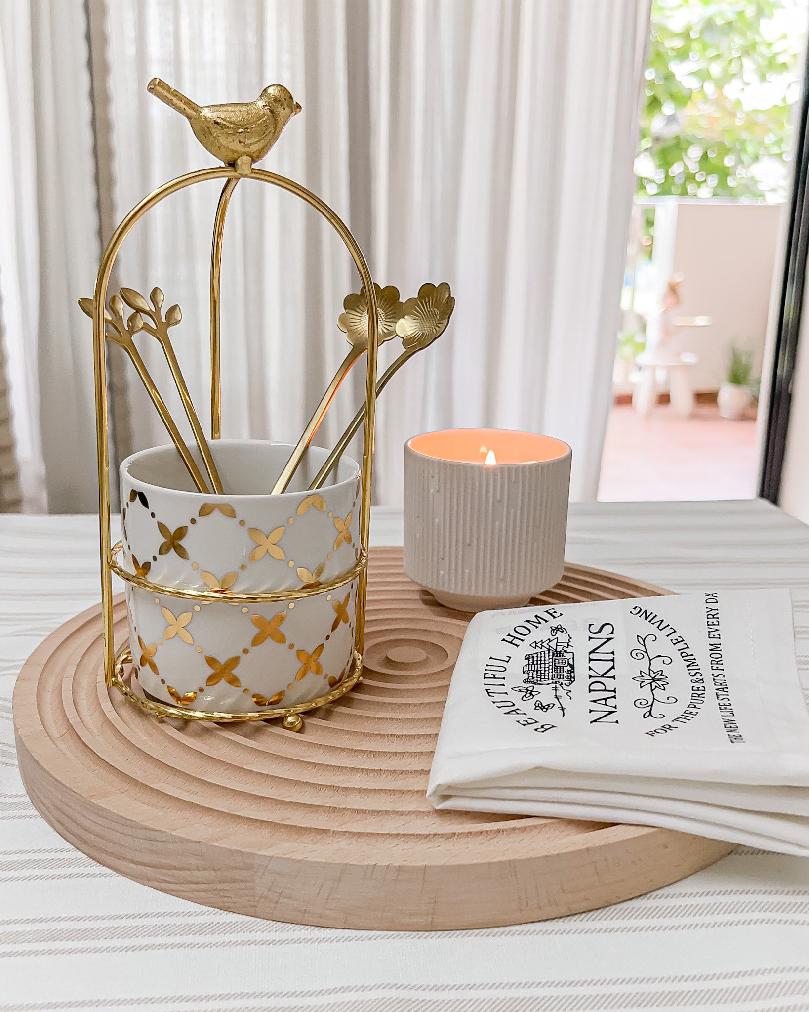 Cutlery Stand - White & Gold - Image 11